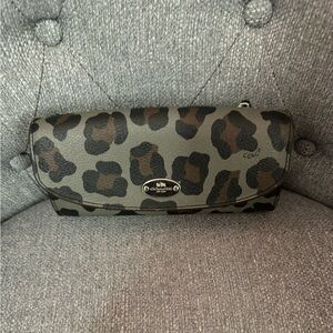 Coach Black And Gray Wallet Leopard Print